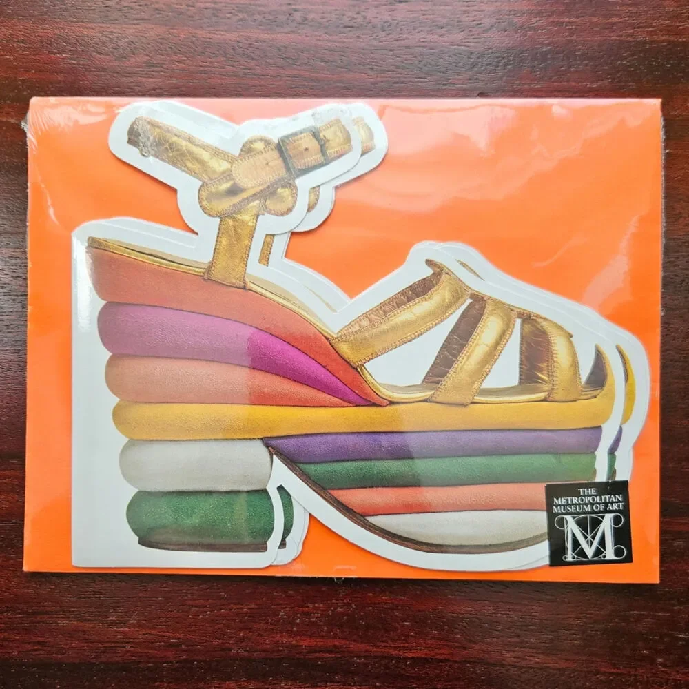 NWT Met Museum Ferragamo Rainbow Platform Sandal Cards Vintage